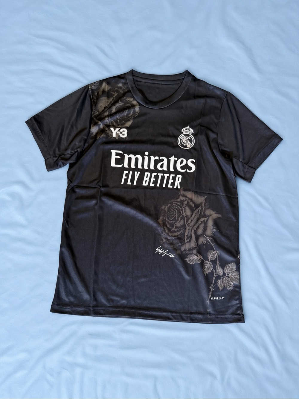Y-3 Black Real Madrid 'Emirates Fly Better' Graphic Tee